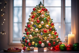 Festively Decorated Christmas Tree Indoors