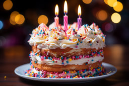 Un gâteau avec des bougies sur le dessus