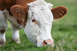 Close-up of a Grazing Cow