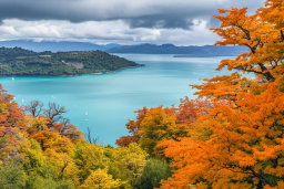 Autumn Foliage Overlooking Turquoise Lake