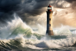 a lighthouse in the sea