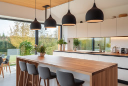 Modern Kitchen Interior with Large Dining Table