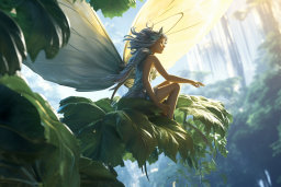 Enchanted Fairy on a Sunlit Leaf
