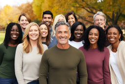 Group of Diverse People in Autumn Setting