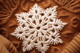 Crocheted Snowflake Pattern on Textile