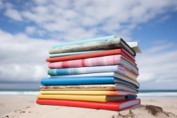 Stack of Books on Beach