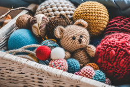 Handmade Crafts and Colorful Yarn Balls
