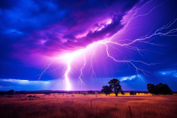 Vibrant Lightning Strike Over Field