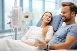 a man and woman in a hospital bed