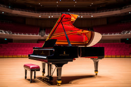 Grand Piano on Concert Hall Stage