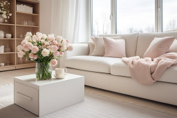Cozy Living Room Interior with Flowers