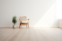 ein Stuhl und eine Topfpflanze in einem Raum