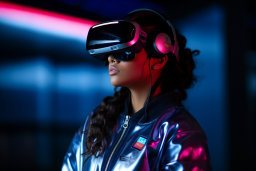 une femme portant un casque de réalité virtuelle