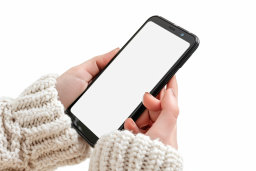 Person Holding Smartphone with Blank Screen