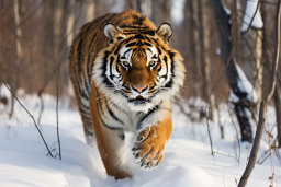un tigre marchant dans la neige