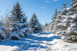 Winter Wonderland: Snow-Covered Trees and Trail