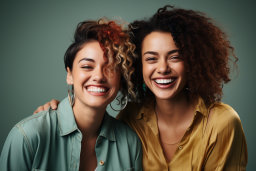 Deux femmes souriant à la caméra