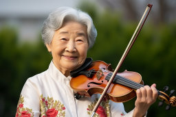 Une femme plus âgée jouant un violon