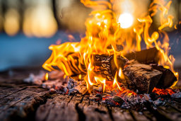 Intense Campfire Blaze at Dusk