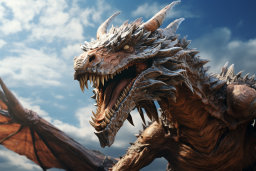 um dragão com chifres e dentes afiados