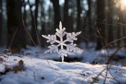 Frosted Snowflake in Winter Forest