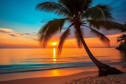 a palm tree on a beach