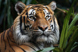 un tigre regardant la caméra