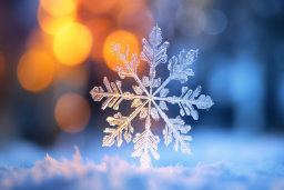 Sparkling Snowflake Against Warm Bokeh Lights