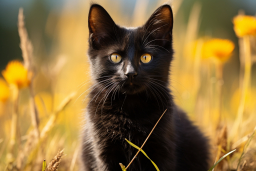 Un chat noir aux yeux jaunes