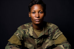 una mujer con uniforme militar