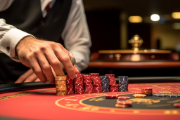 Eine Person, die Pokerchips auf einen Tisch legt