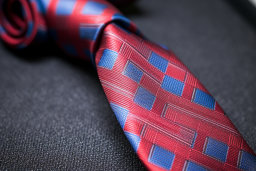 a red and blue tie