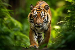 un tigre marchant dans les bois