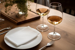 Eine Weinbrille auf einem Tisch
