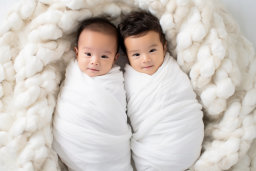 Zwei in Decken gewickelte Babys
