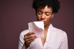 Une femme tenant un morceau de papier