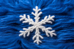 White Snowflake on Blue Yarn
