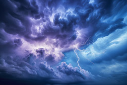Intense Thunderstorm with Vibrant Lightning