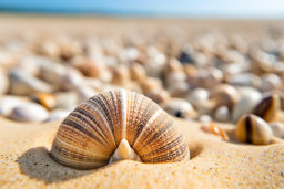 Uma concha em uma praia