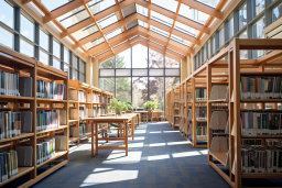 Une bibliothèque avec un toit en verre
