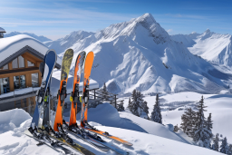 eine Gruppe von Skiern auf einem schneebedeckten Berg