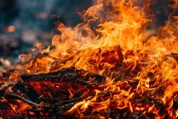 Intense Flames Engulfing Wood