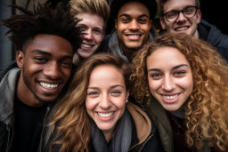un groupe de personnes souriant pour un selfie
