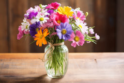 Colorful Bouquet in Glass Jar
