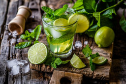 Refreshing Mojito Cocktail on Rustic Table