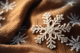 Close-up of Knitted Snowflake Design