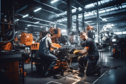 A gyárban dolgozó férfiak