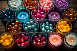 un groupe de bougies dans des bocaux en verre