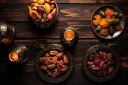 Assorted Dried Fruits and Nuts with Candles