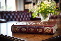 Elegant Leather Bound Book on Table